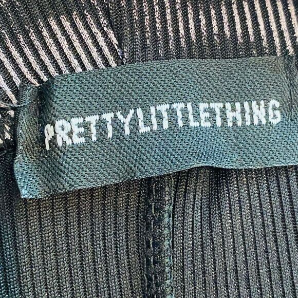 Pretty Little Thing Ribbed Tie Dye Flared Leg Pull-on Pants Blue Black Size 12 - Picture 4 of 6